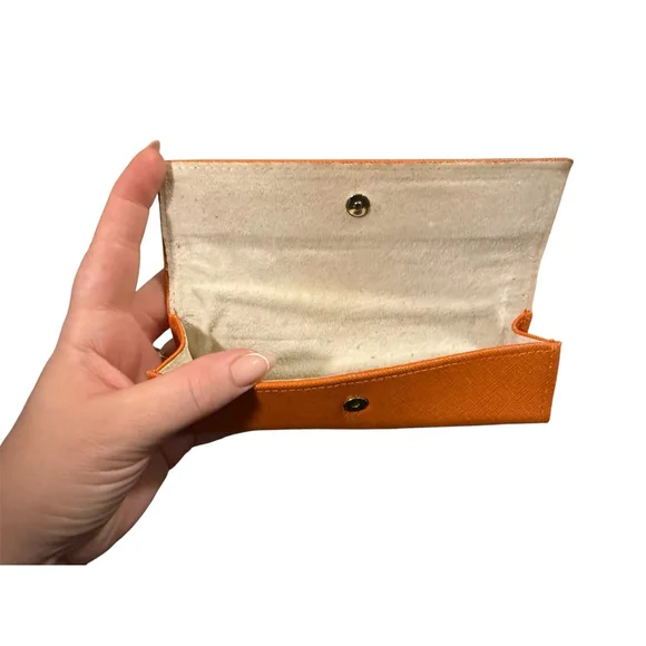 Tory Burch Glasses Case Small Magnetic Snap Close Orange - Picture 8 of 9